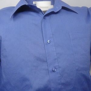 Armando Button Front Dress Shirt 18 36/37 Tall Blu